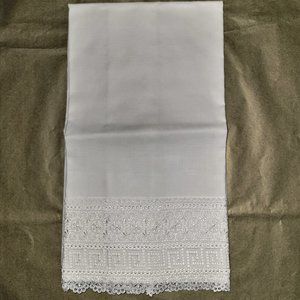 2 - Austrian White Cotton/Linen/Lace Decorative Pillow Sham - Queen/Standard